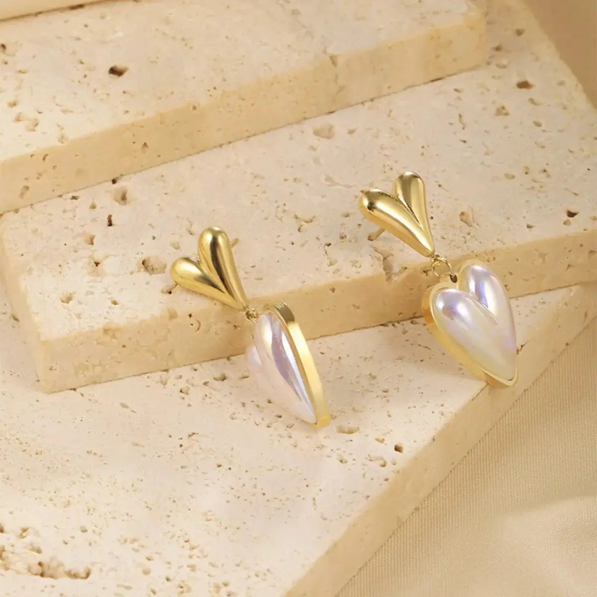 Heart-Shaped Pearl Drop Earrings Simply Love