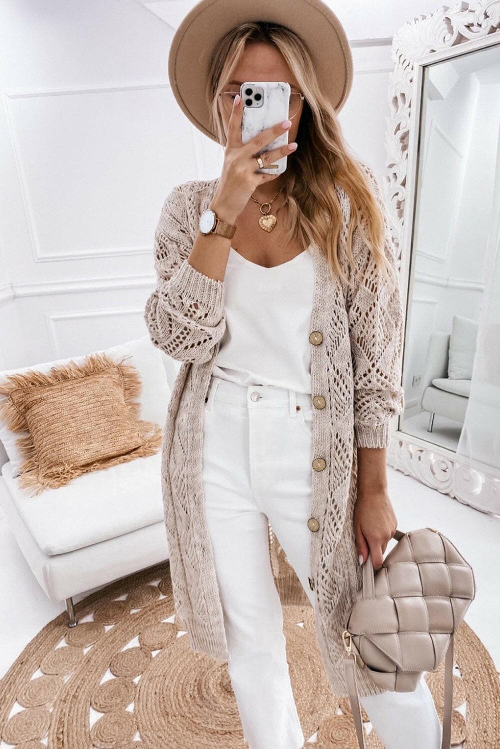 V-Neck Long Sleeve Cardigan.