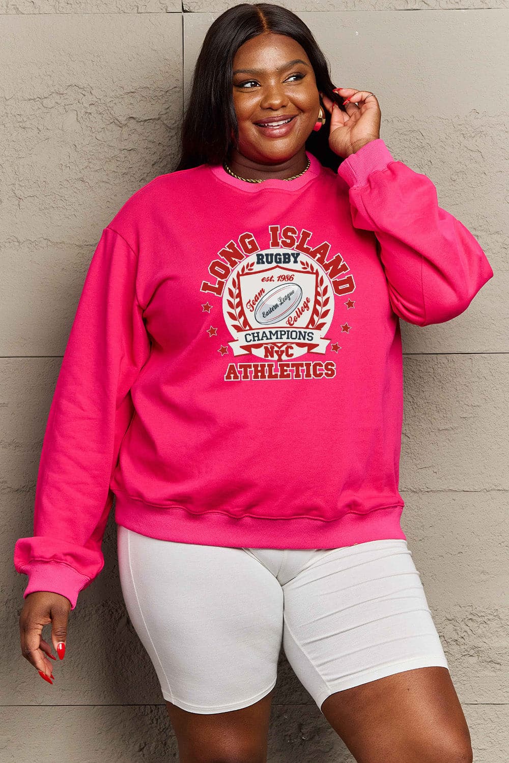 Simply Love Full Size Graphic Dropped Shoulder Sweatshirt.