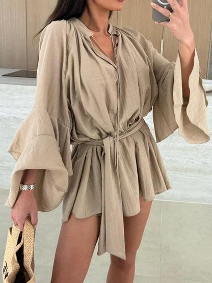 Flirt & Flow Bell Sleeve Mini Dress