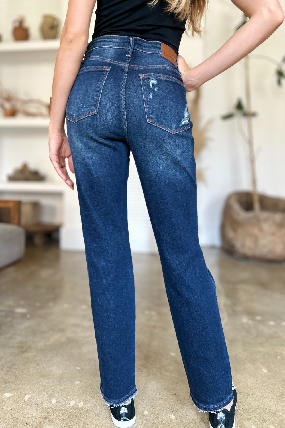 Judy Blue Full Size High Waist Rigid Magic Heavy Destroy Straight Jeans Coco’s Tee Boutique