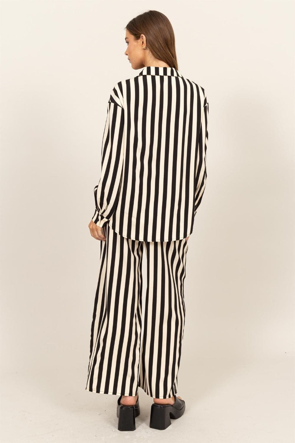 HYFVE Striped Button Up Shirt and Pants Set.