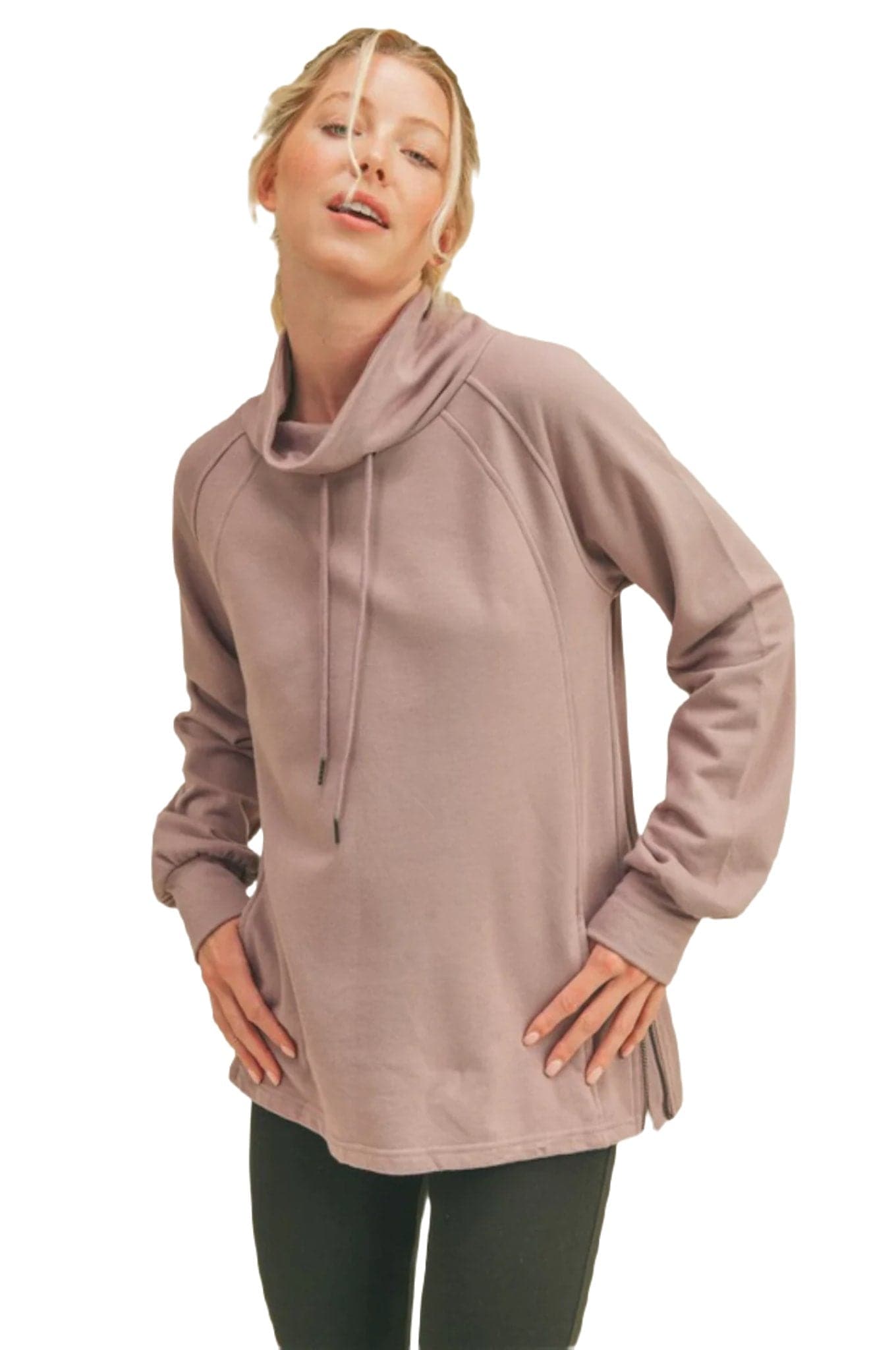 Kimberly C Drawstring Side Zip Sweatshirt