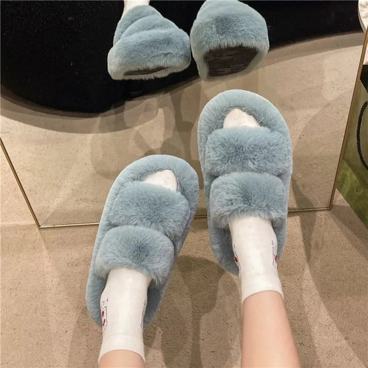 Fuzzy Open Toe Slippers Simply Love