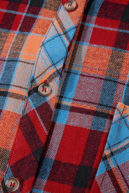 Red plaid plus size button-up shirt