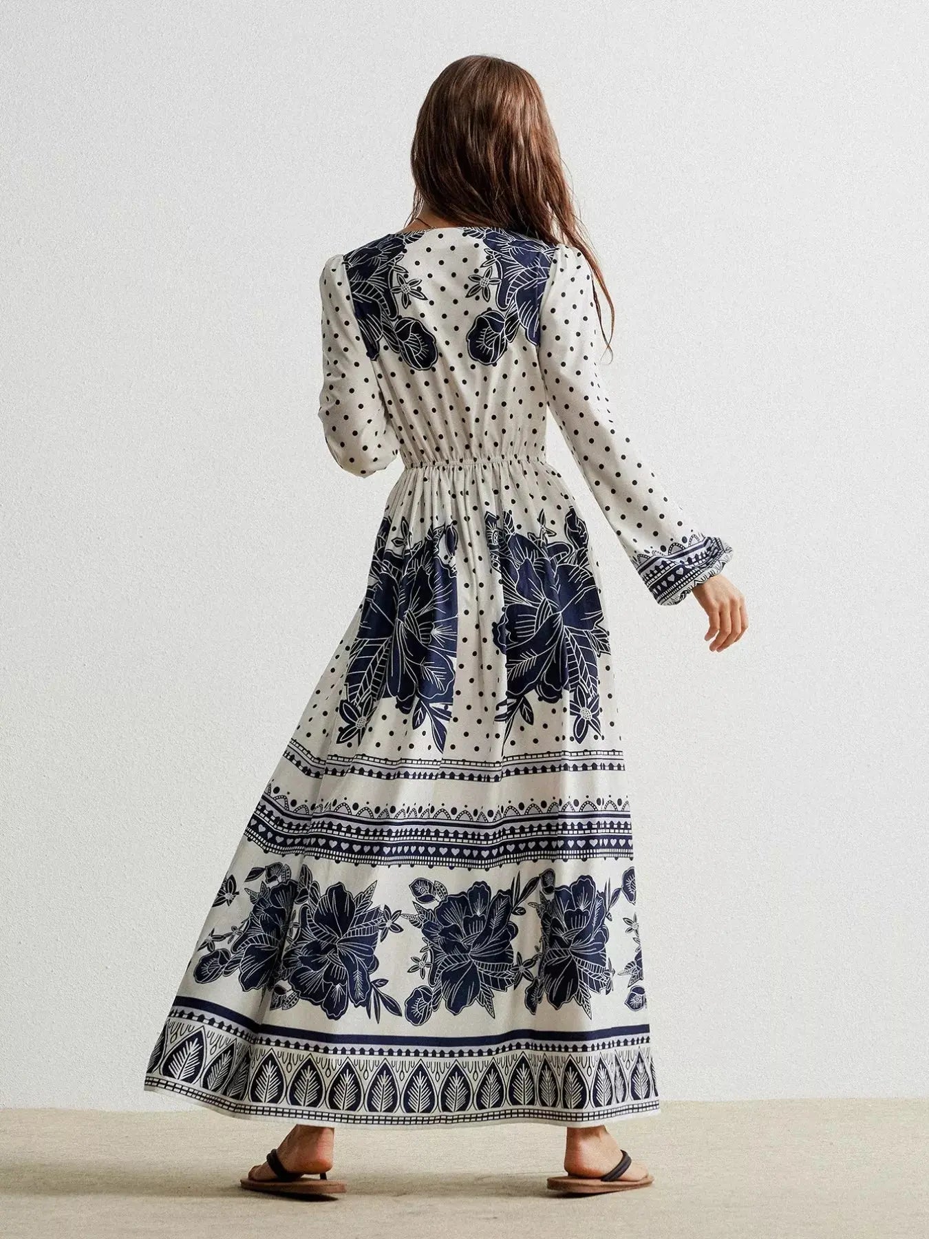 Floral Print Long Sleeve Maxi Dress Simply Love