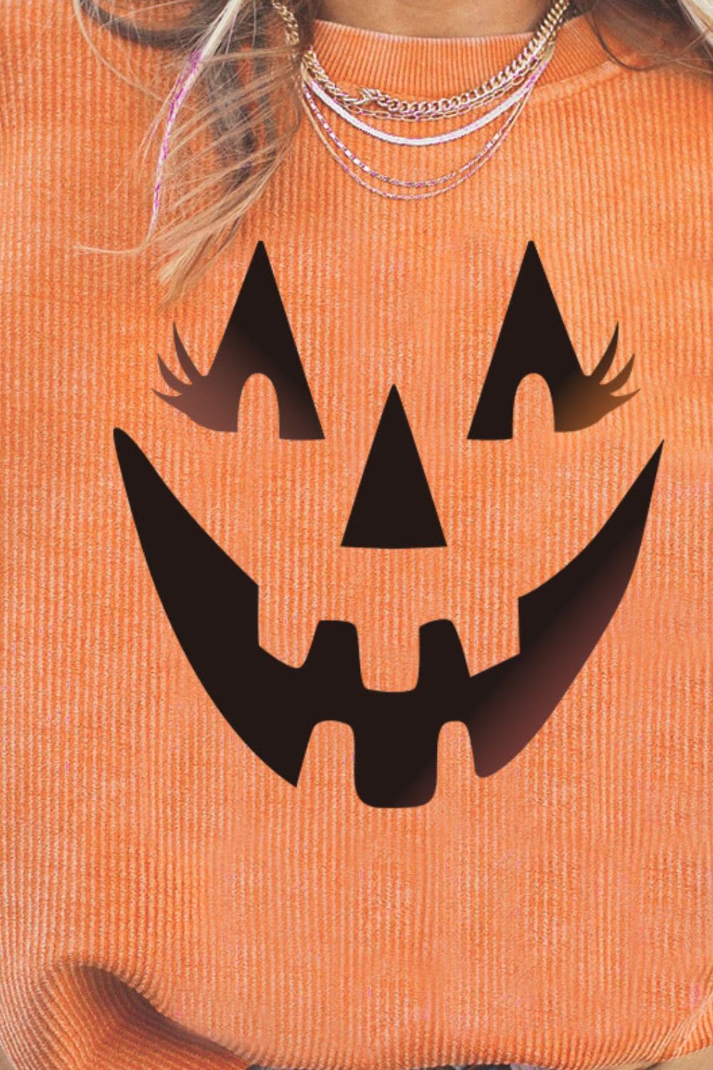 Casual round neck pumpkin graphic sweatshirt