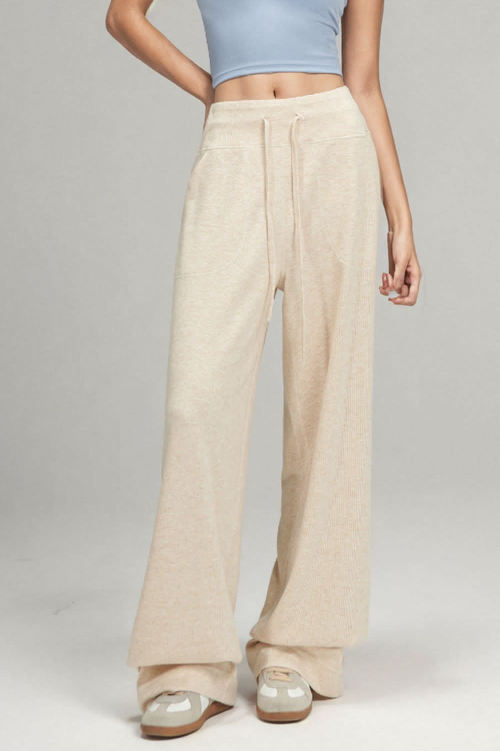 Casual Comfort Wide Leg Drawstring Pants with Pockets