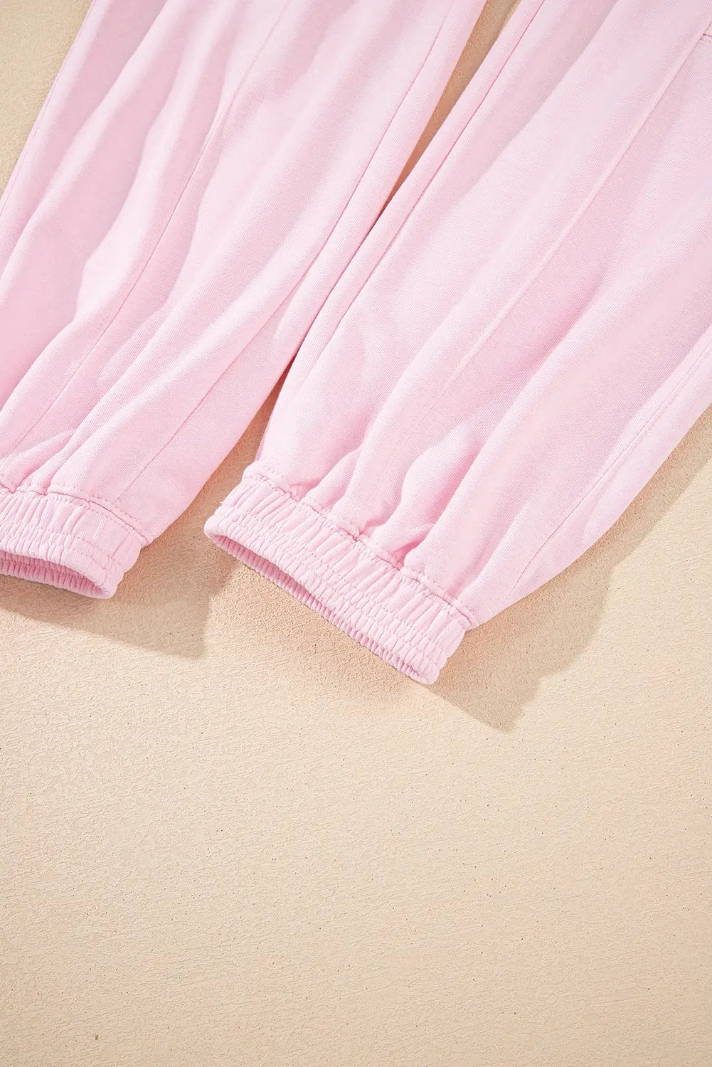 Light Pink Drawstring Waist Patchwork Solid Color Jogger Pants Love Salve