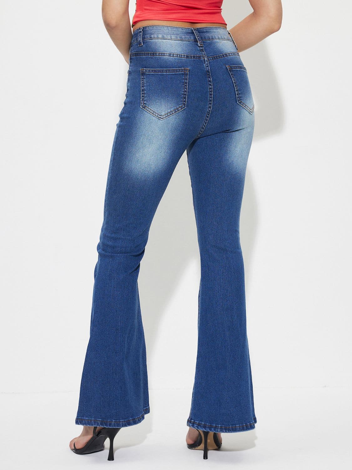 Mid-Rise Waist Bootcut Jeans.