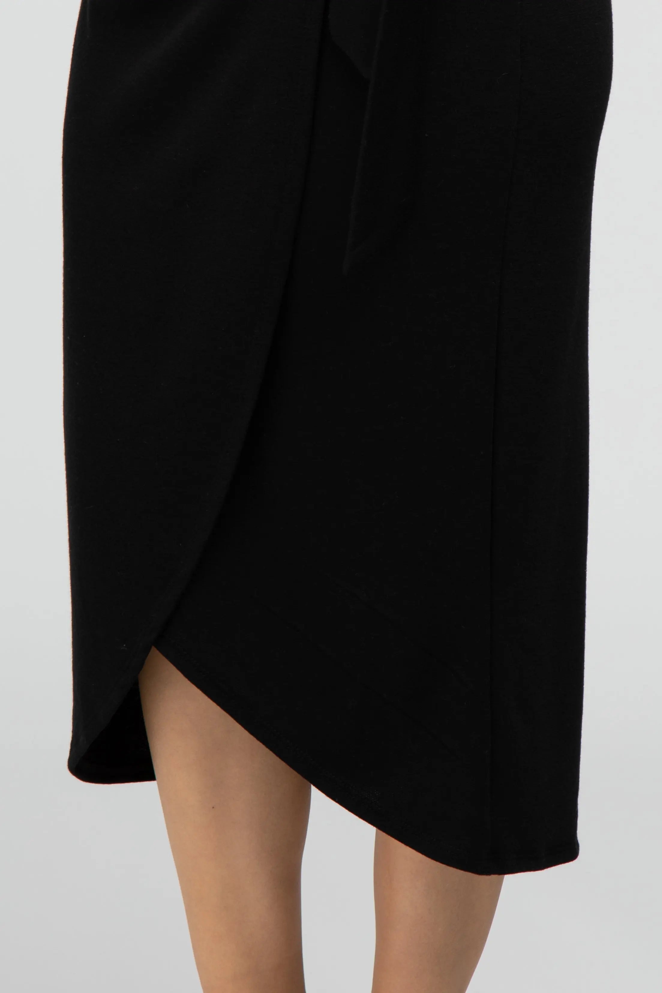 Black Wrap Midi Skirt PinkBlush