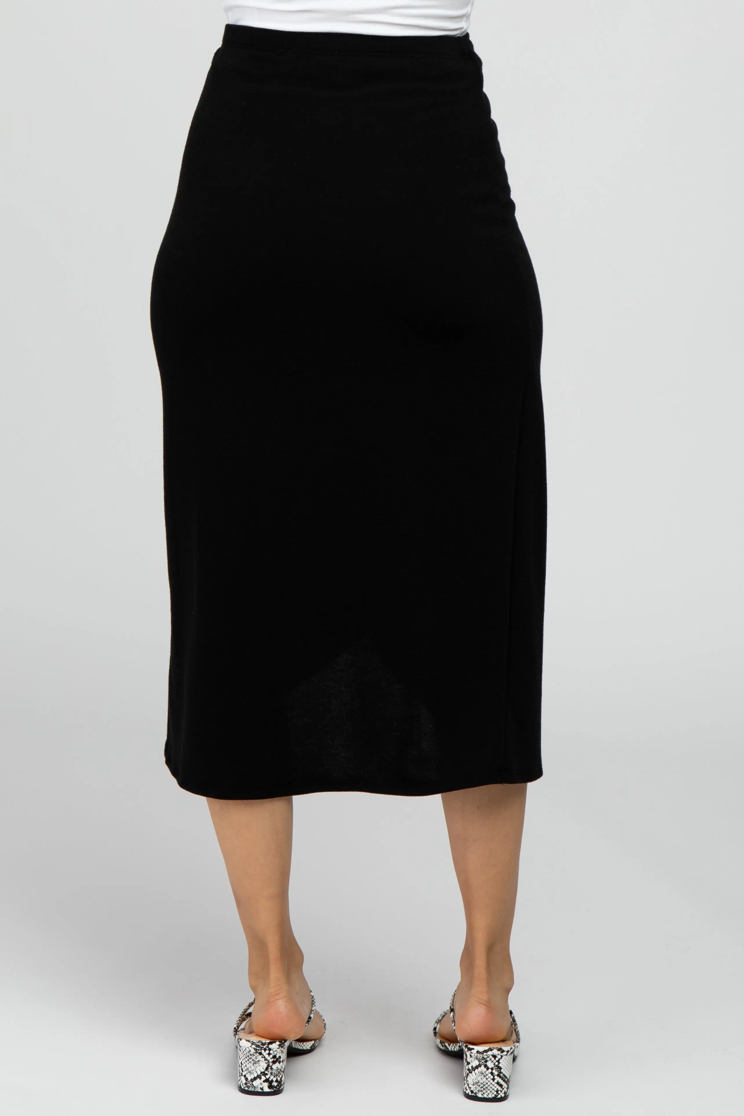 Black Wrap Midi Skirt PinkBlush