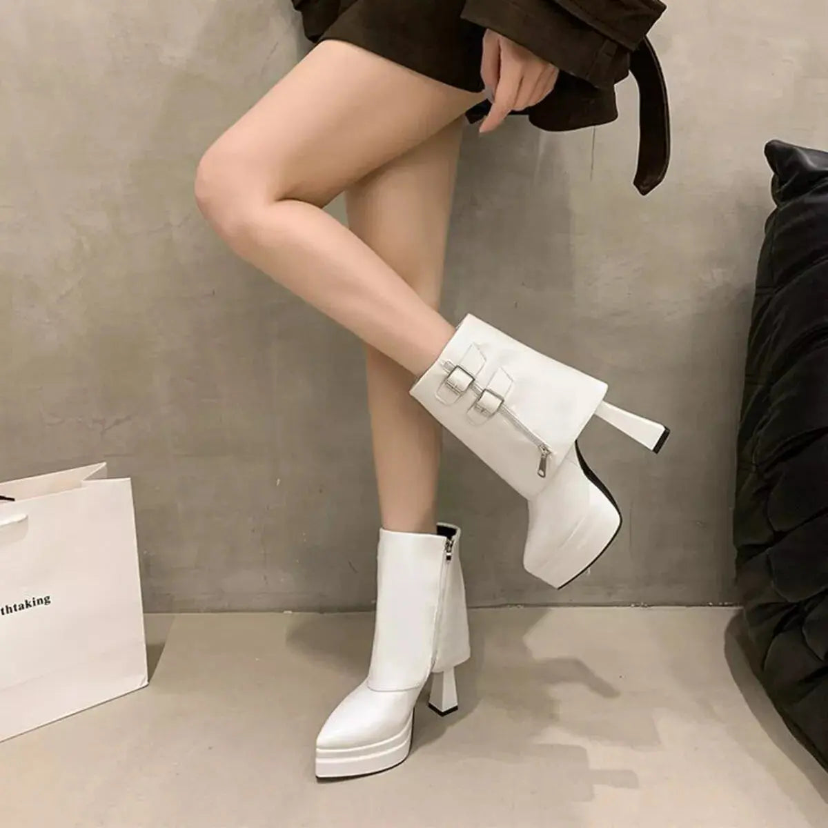 Point Toe Block Heels Boots Simply Love