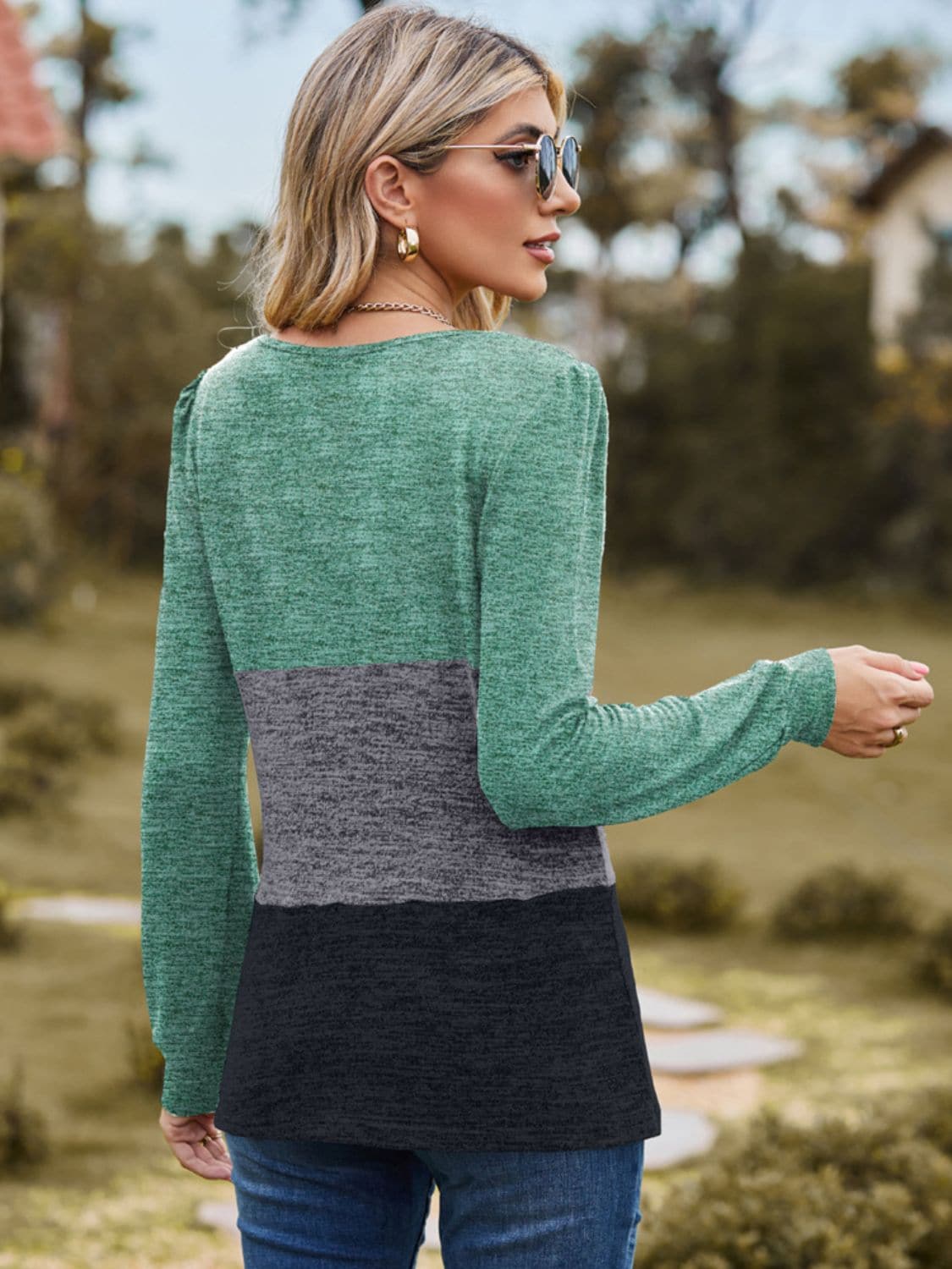 Color block long sleeve top