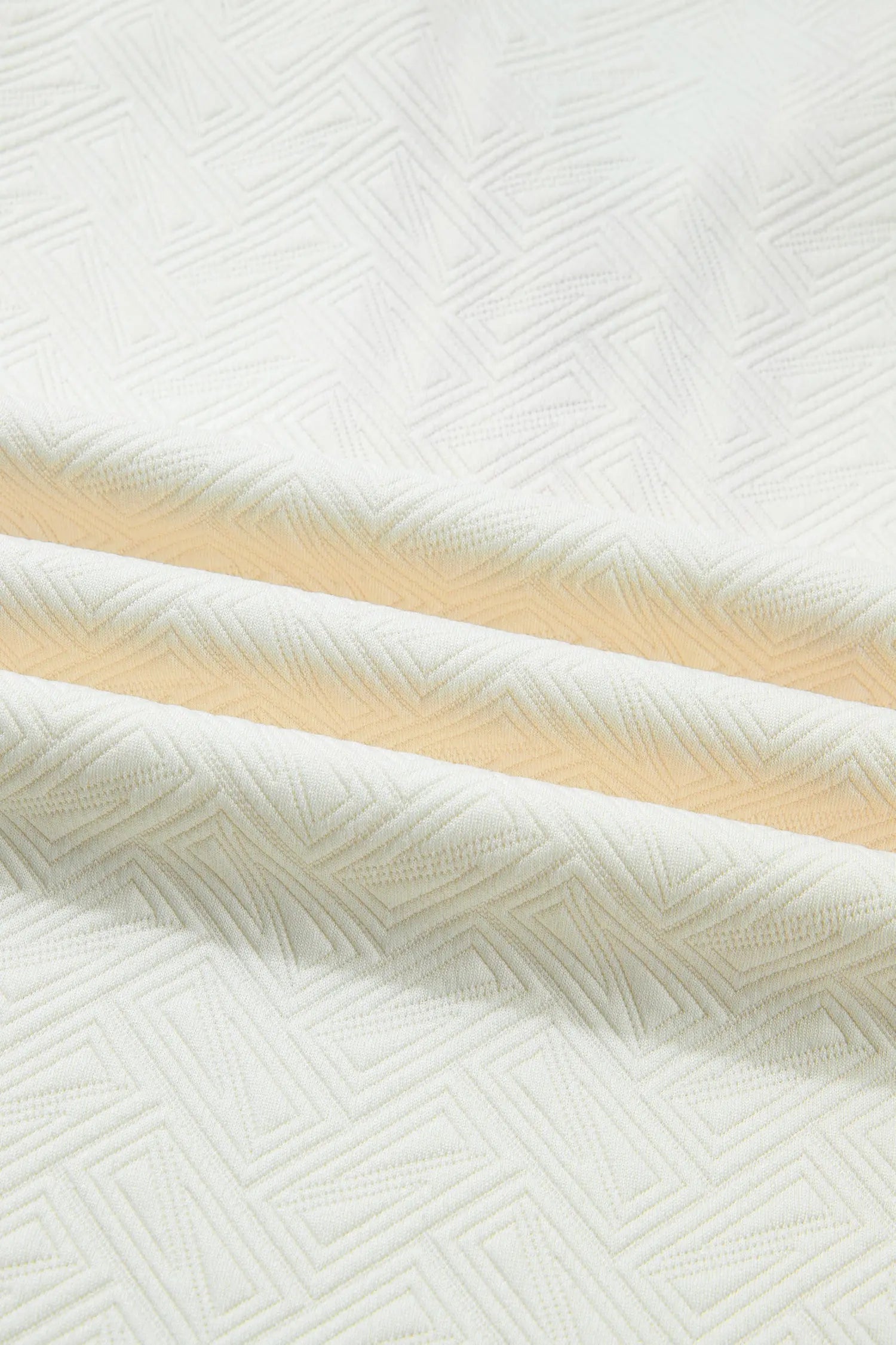 White Textured Knit Zipped Collar Pullover With Striped Contrast Accent Dear-Lover Dropshipping