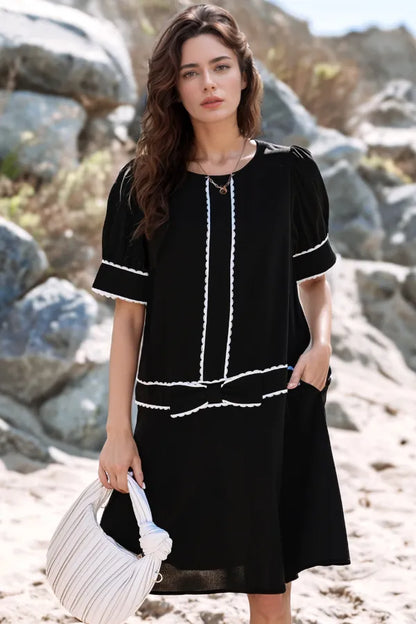 Simply Love: Scallop Trim Bow Dress