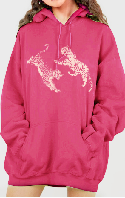 Simply Love Tiger Hoodie: Dropped Shoulder