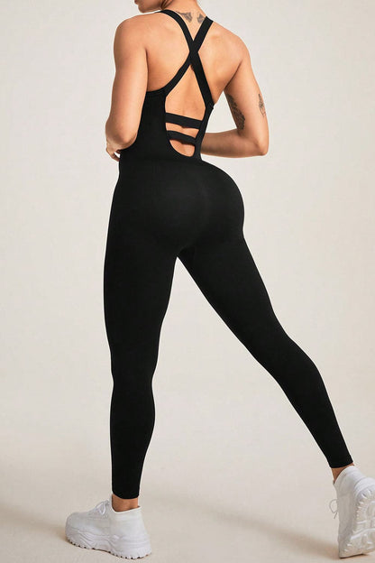 Crisscross Wide Strap Jumpsuit.