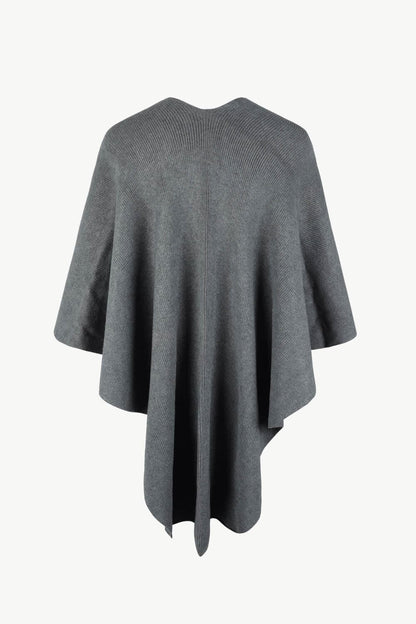 Surplice Neck Pom-Pom Trim Poncho.