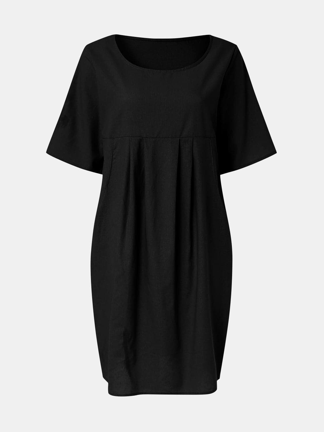 Full Size Round Neck Half Sleeve Dress with Pockets.