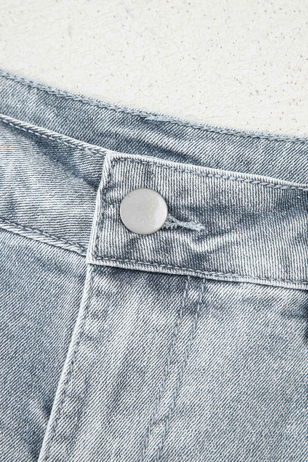 Dusk Blue Scalloped Hemline Acid Wash High Waist Denim Shorts Love Salve