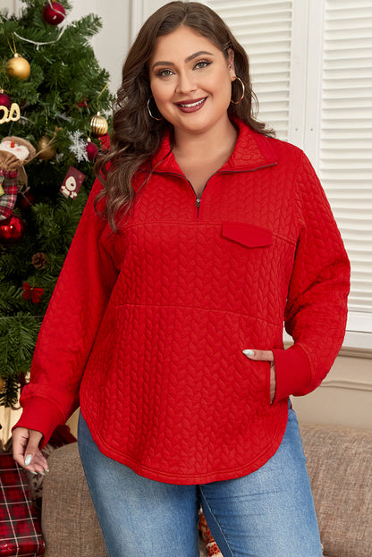 Tomato red plus size pullover