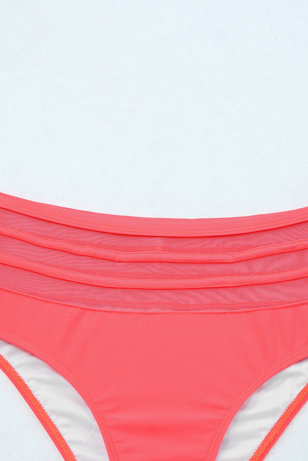 Chic pink scalloped high waist criss-cross bikini