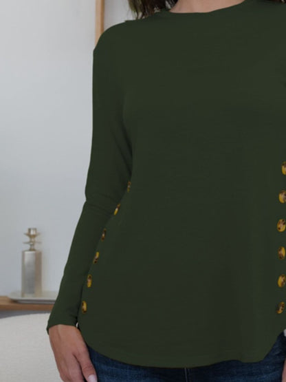 Elegant long sleeve tee with buttons