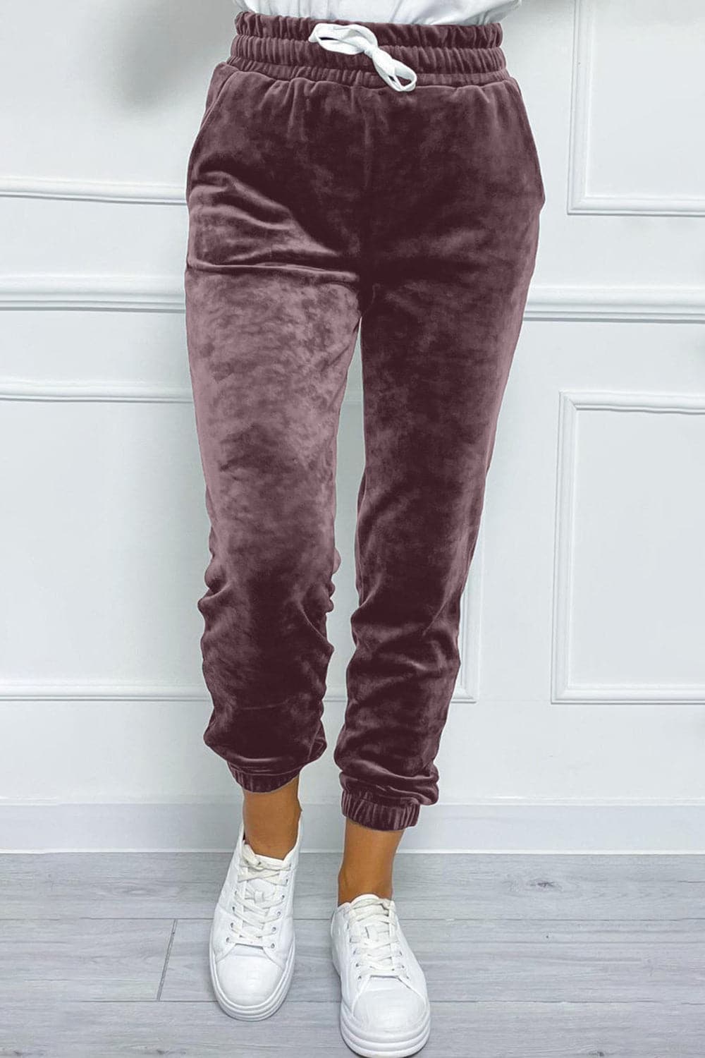 Wide Waistband Drawstring Cropped Joggers.