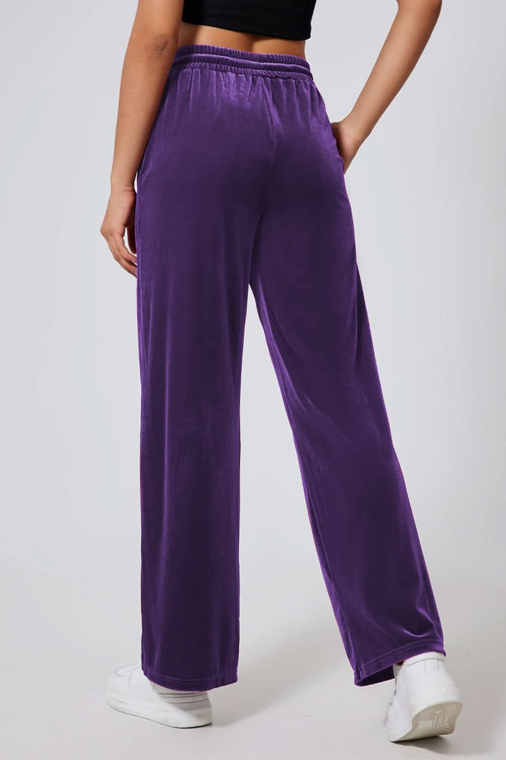 Elastic Waist Straight Leg Pants with Drawstring Closure