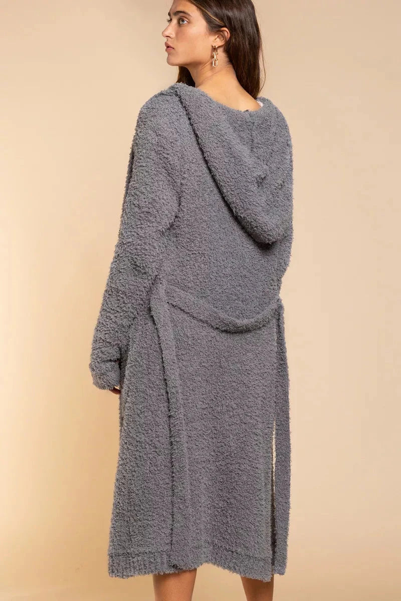 POL Berber fleece Tie Front Tunic Cardigan with Pockets Coco’s Tee Boutique