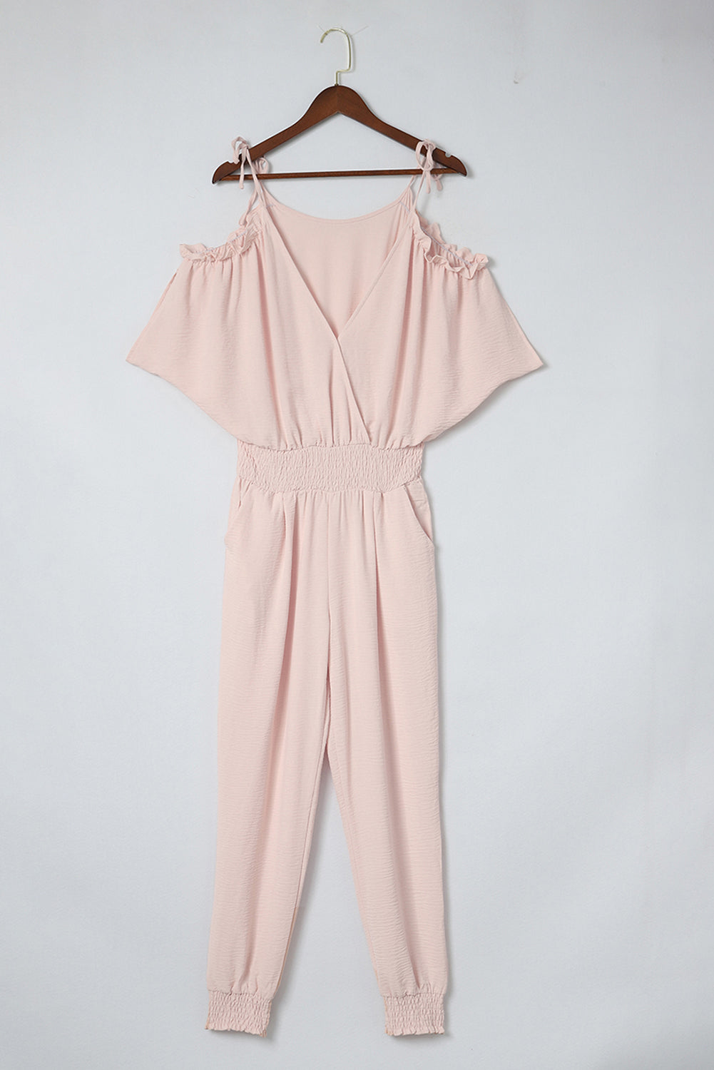 Frill Surplice Cold Shoulder Jumpsuit Coco’s Tee Boutique