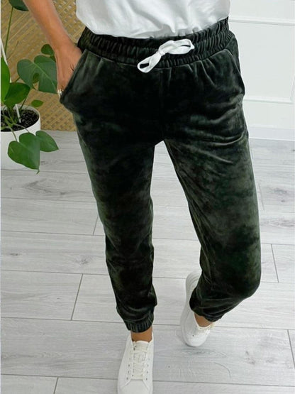 Wide Waistband Drawstring Cropped Joggers.