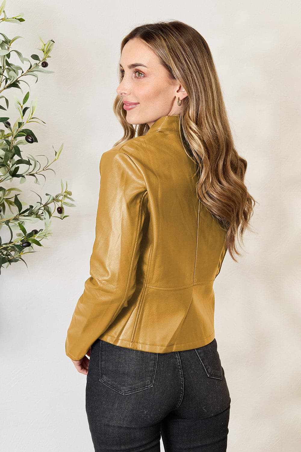 Chic mock neck zip-up jacket - Love Salve 
