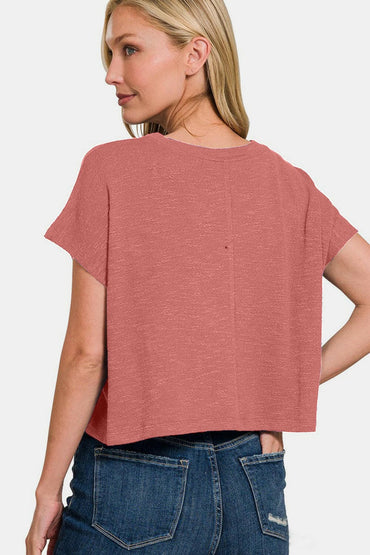 Zenana Round Neck Short Sleeve T-Shirt.