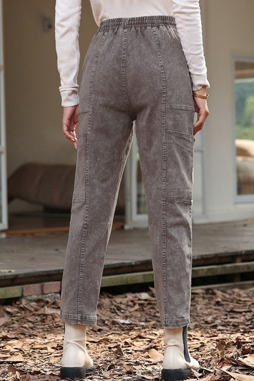 Drawstring Straight Pants with Pockets.