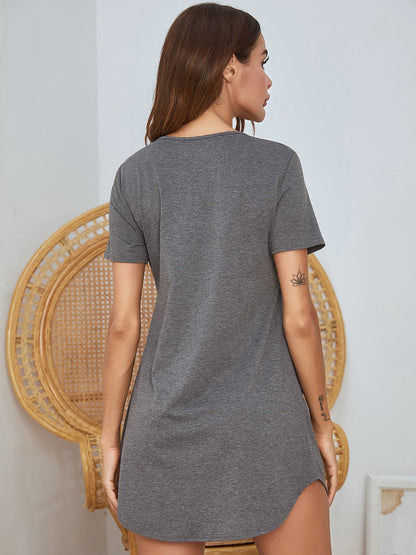 V-Neck Short Sleeve Lounge Dress.