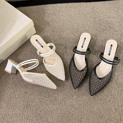 Point Toe Block Heel Sandals.