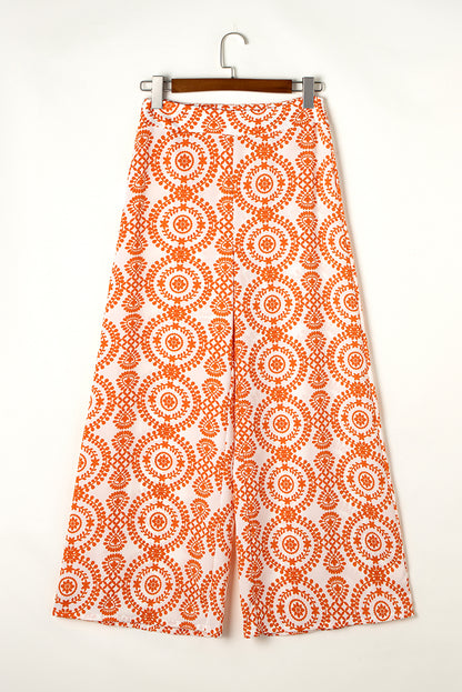 Chic orange boho wide leg pants