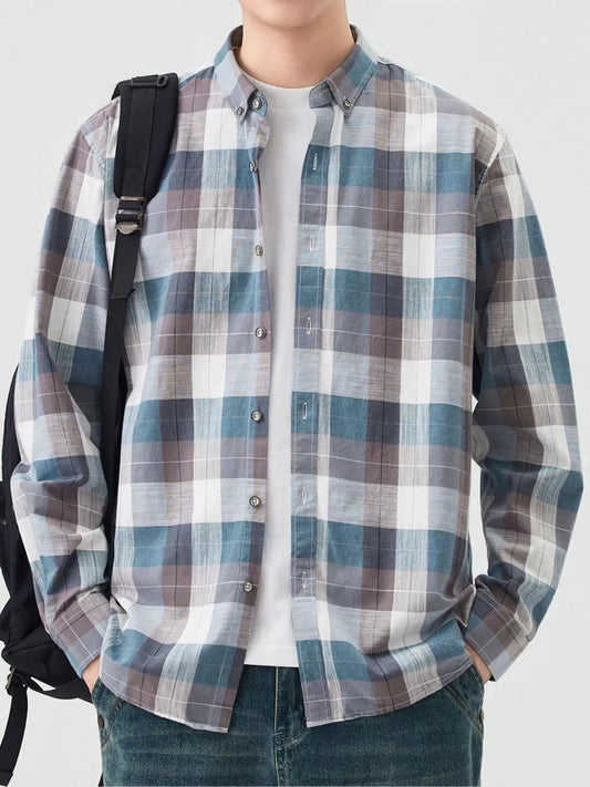 Men's Full Size Casual Plaid Long Sleeve Shirt Plus Size Simply Love