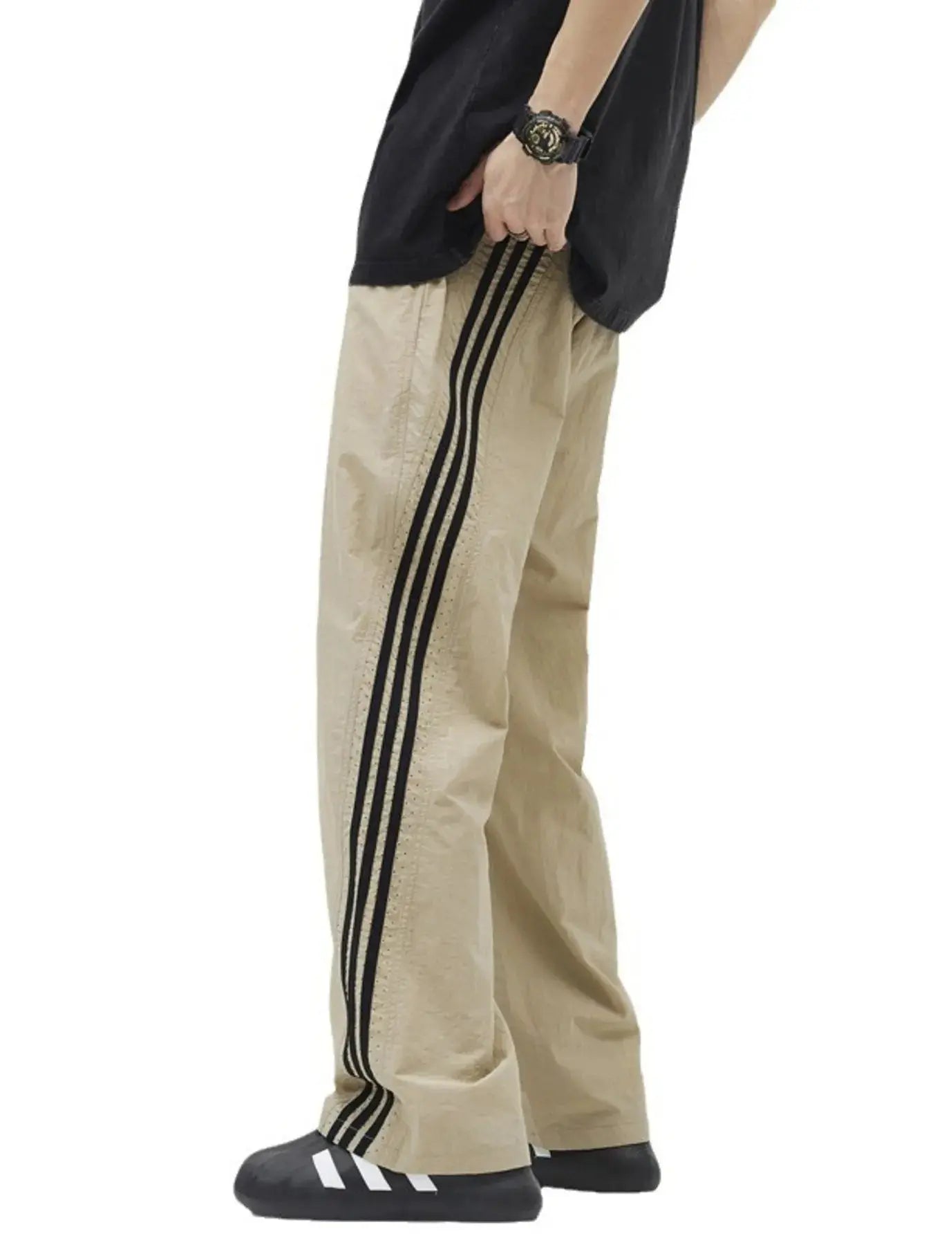 Men's Full Size Casual Loose Fit Drawstring Pants with Side Stripes Plus Size Simply Love