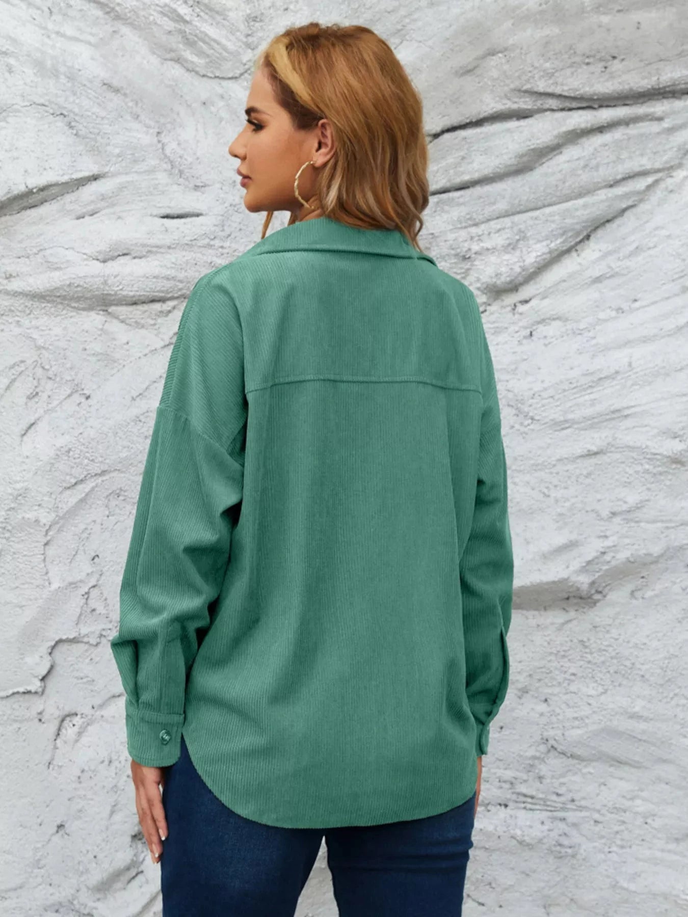 Corduroy Button Up Shirt With Pockets For All Seasons Simply Love