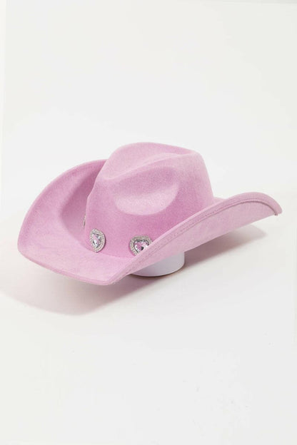 Fame Rhinestone Pave Heart Cowboy Hat.