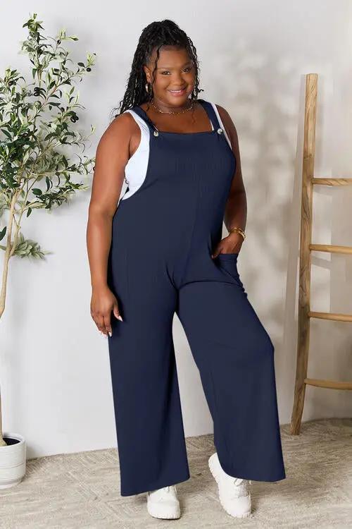Double Take Full Size Wide Strap Overall with Pockets - Love Salve