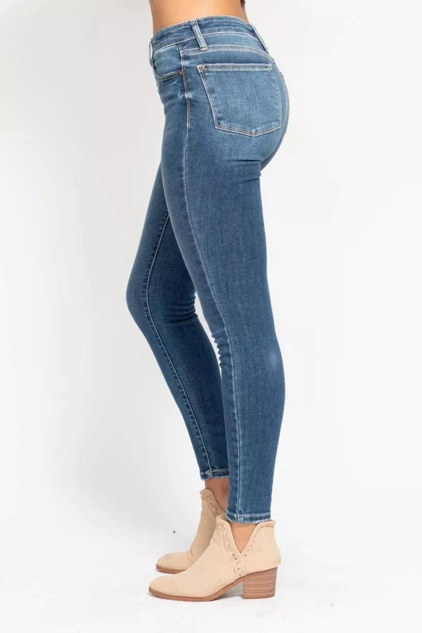 Judy Blue Full Size High Rise Button Fly Skinny Jeans Plus Size Coco’s Tee Boutique