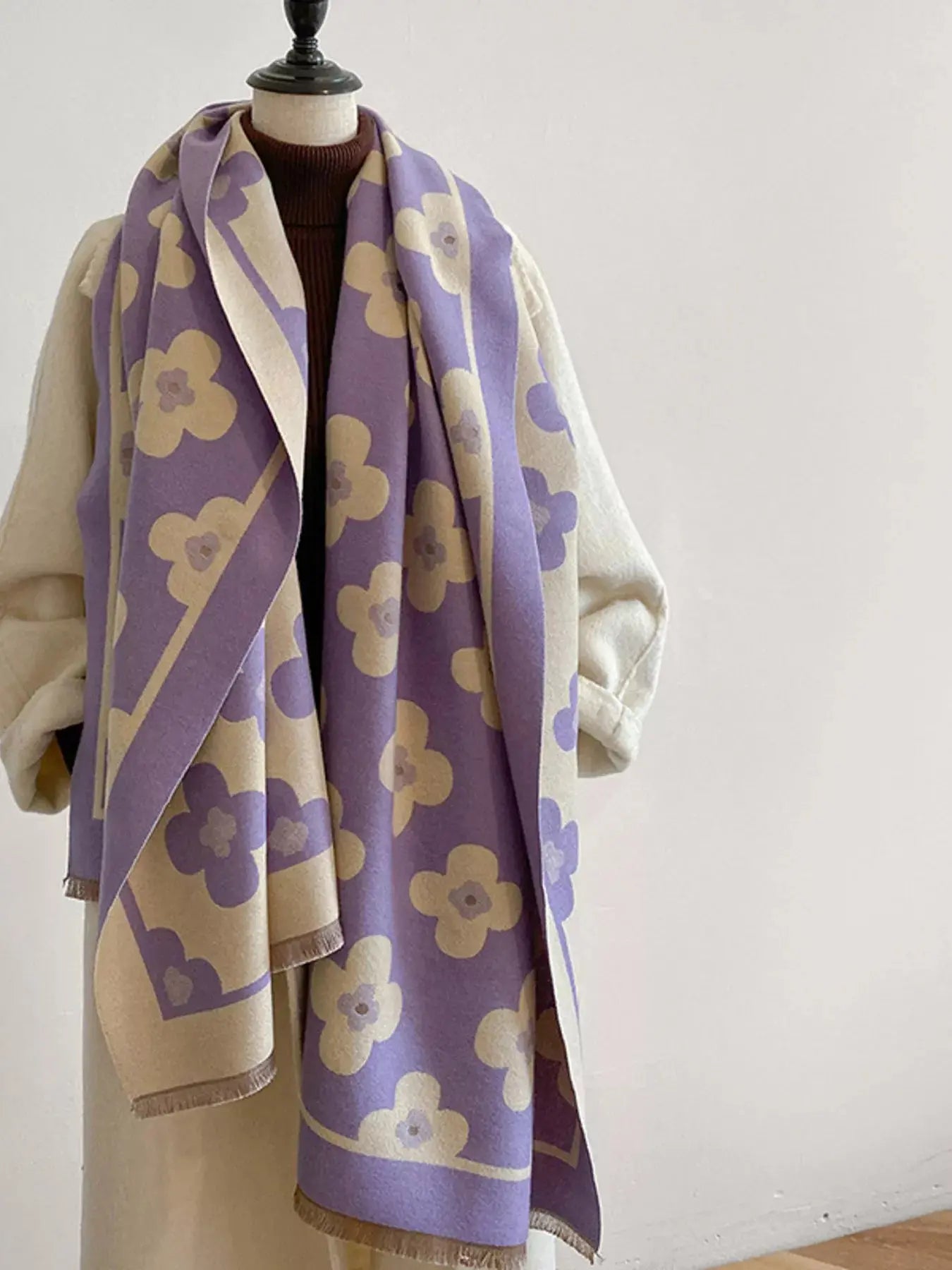 Floral Print Raw Hen Scarf Simply Love