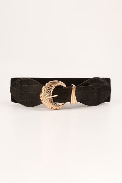 Shell Alloy Buckle Elastic Belt.