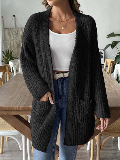 Cozy long sleeve cardigan with pockets