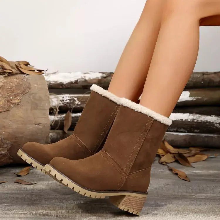 Round Toe Block Heels Boots Simply Love