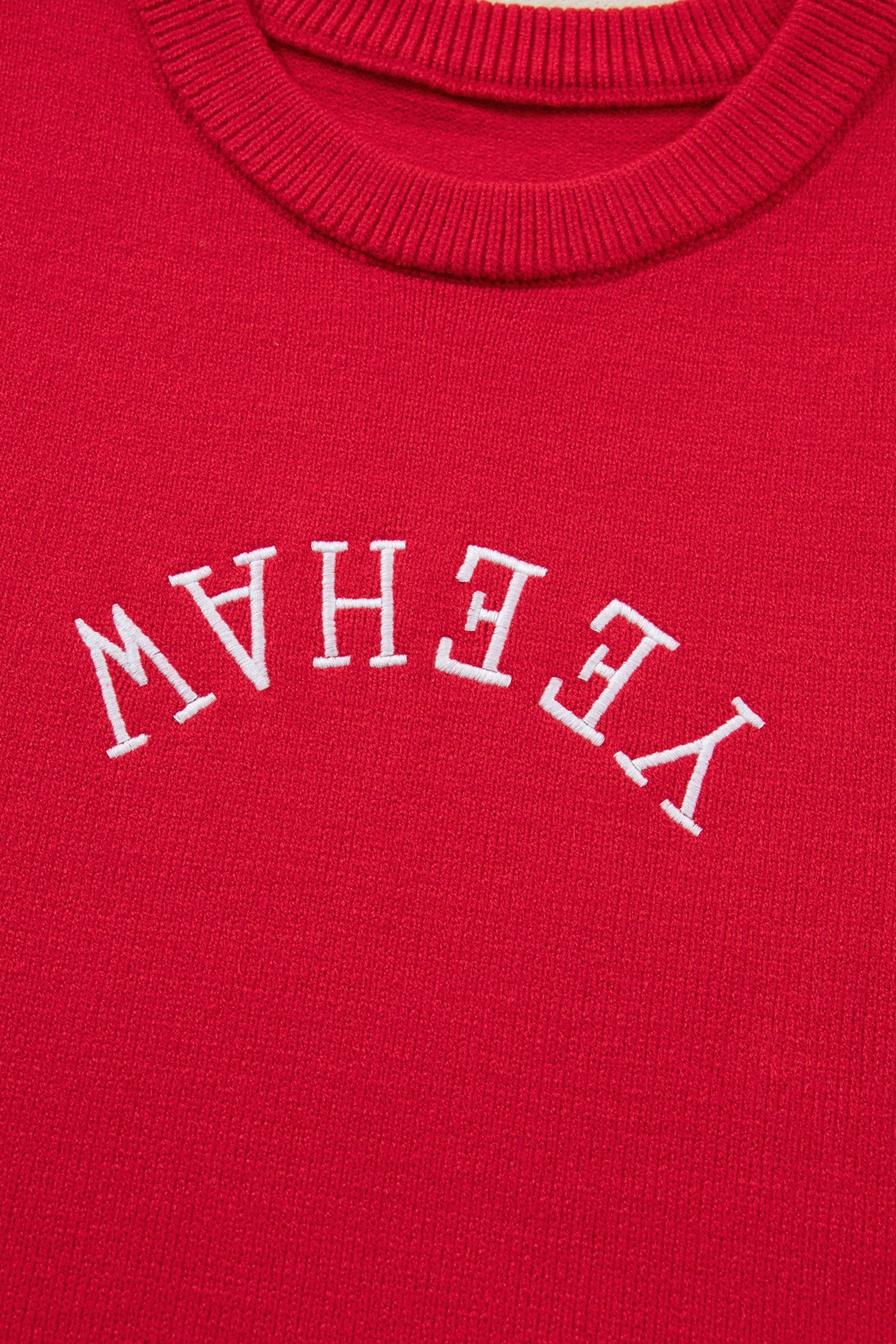 Fiery Red Embroidered Yeehaw Letter Loose Short Sleeve Sweater Dear-Lover Dropshipping